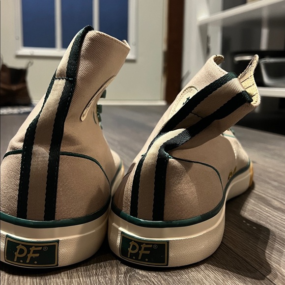 PF Flyers High-Top Beige/Green/White - Picture 4 of 5